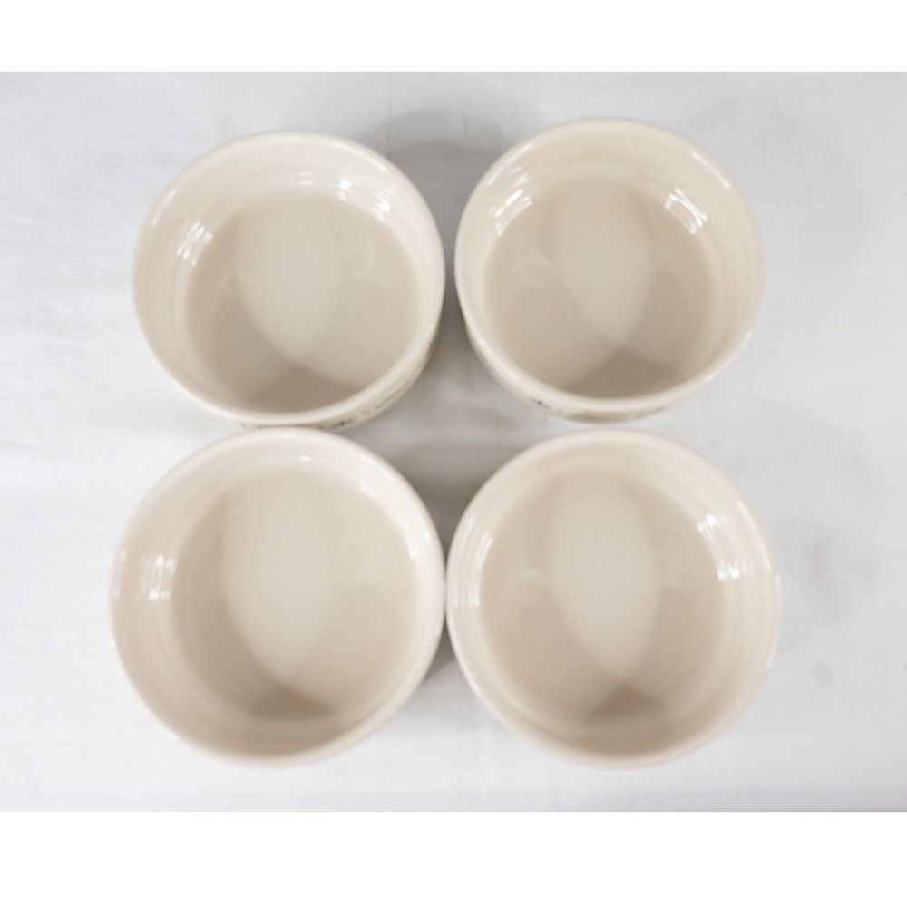 Longaberger Woven Traditions 6" Bowls Set of 4 Ivory Blue Excellent Pottery - Picture 7 of 9